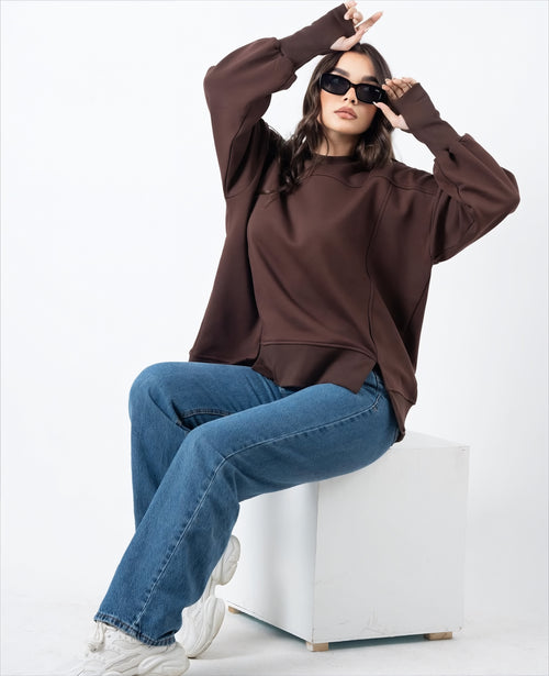 Brown Puffy Sweatshirt