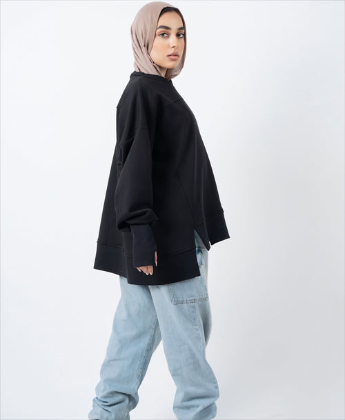 Black Puffy Sweatshirt